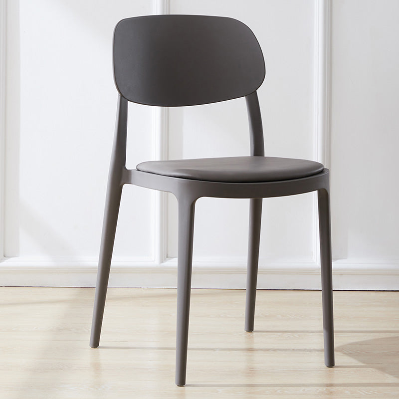 Plastic Scandinavian Living Room Side Chair Matte Finish Open Back Dining Chair Grey Leather 1 Piece Clearhalo ' kitchen&dining_furn' 'Dining Chairs' 'Dining Tables & Seating' 'dining_chair' 'furn' 'furn_dining_chair' 'Furniture' 'furniture_dining_chair' 'Kitchen & Dining Furniture' 'kitchen' 4055495
