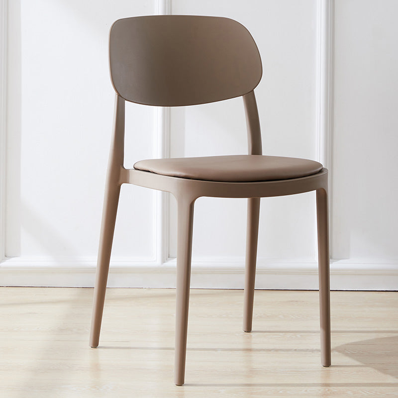 Plastic Scandinavian Living Room Side Chair Matte Finish Open Back Dining Chair Brown Leather 1 Piece Clearhalo ' kitchen&dining_furn' 'Dining Chairs' 'Dining Tables & Seating' 'dining_chair' 'furn' 'furn_dining_chair' 'Furniture' 'furniture_dining_chair' 'Kitchen & Dining Furniture' 'kitchen' 4055498