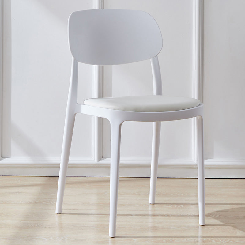 Plastic Scandinavian Living Room Side Chair Matte Finish Open Back Dining Chair White Leather 1 Piece Clearhalo ' kitchen&dining_furn' 'Dining Chairs' 'Dining Tables & Seating' 'dining_chair' 'furn' 'furn_dining_chair' 'Furniture' 'furniture_dining_chair' 'Kitchen & Dining Furniture' 'kitchen' 4055504
