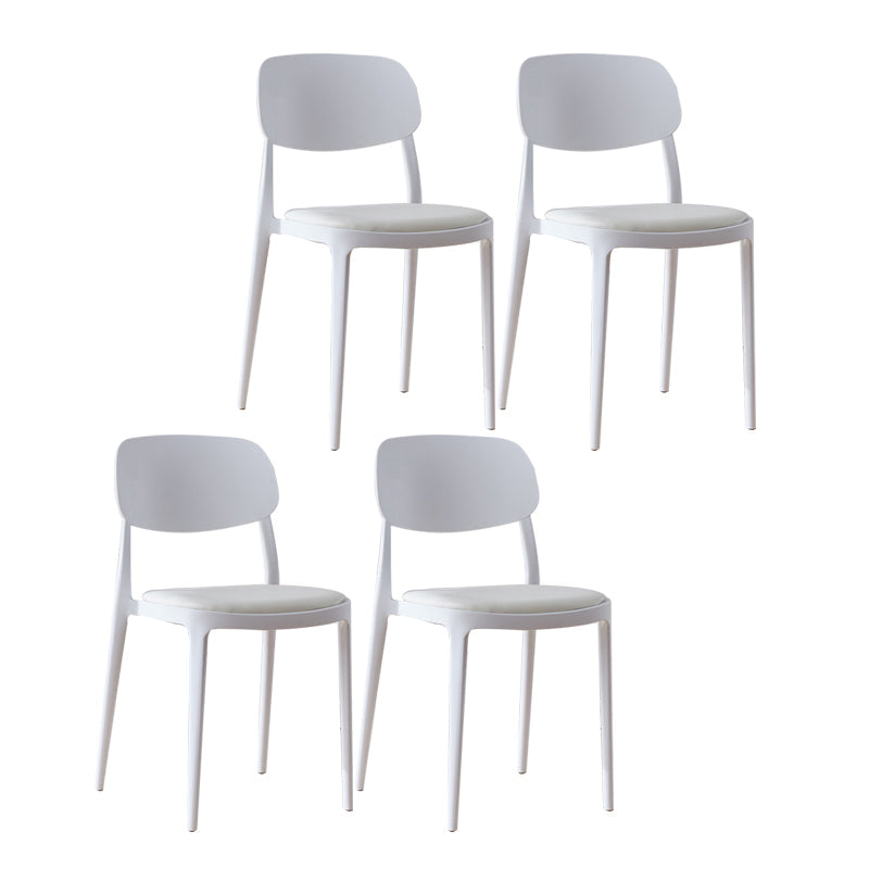Plastic Scandinavian Living Room Side Chair Matte Finish Open Back Dining Chair White Leather 4 Piece Set Clearhalo ' kitchen&dining_furn' 'Dining Chairs' 'Dining Tables & Seating' 'dining_chair' 'furn' 'furn_dining_chair' 'Furniture' 'furniture_dining_chair' 'Kitchen & Dining Furniture' 'kitchen' 4055506
