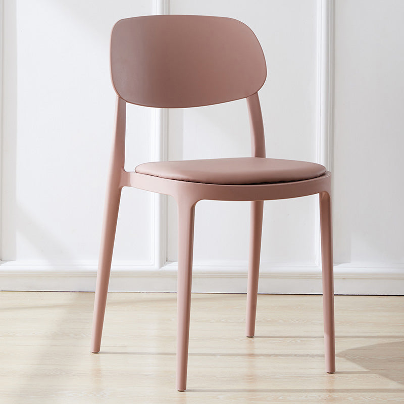 Plastic Scandinavian Living Room Side Chair Matte Finish Open Back Dining Chair Pink Leather 1 Piece Clearhalo ' kitchen&dining_furn' 'Dining Chairs' 'Dining Tables & Seating' 'dining_chair' 'furn' 'furn_dining_chair' 'Furniture' 'furniture_dining_chair' 'Kitchen & Dining Furniture' 'kitchen' 4055507