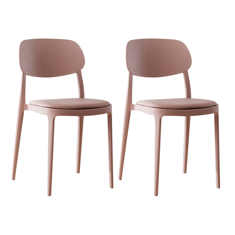 Plastic Scandinavian Living Room Side Chair Matte Finish Open Back Dining Chair Pink Leather 2 Piece Set Clearhalo ' kitchen&dining_furn' 'Dining Chairs' 'Dining Tables & Seating' 'dining_chair' 'furn' 'furn_dining_chair' 'Furniture' 'furniture_dining_chair' 'Kitchen & Dining Furniture' 'kitchen' 4055508