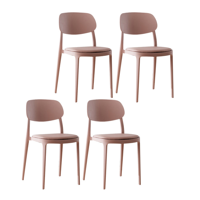Plastic Scandinavian Living Room Side Chair Matte Finish Open Back Dining Chair Pink Leather 4 Piece Set Clearhalo ' kitchen&dining_furn' 'Dining Chairs' 'Dining Tables & Seating' 'dining_chair' 'furn' 'furn_dining_chair' 'Furniture' 'furniture_dining_chair' 'Kitchen & Dining Furniture' 'kitchen' 4055509