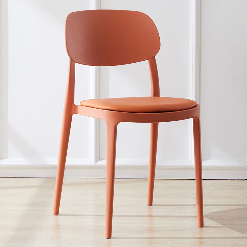 Plastic Scandinavian Living Room Side Chair Matte Finish Open Back Dining Chair Orange Leather 1 Piece Clearhalo ' kitchen&dining_furn' 'Dining Chairs' 'Dining Tables & Seating' 'dining_chair' 'furn' 'furn_dining_chair' 'Furniture' 'furniture_dining_chair' 'Kitchen & Dining Furniture' 'kitchen' 4055510