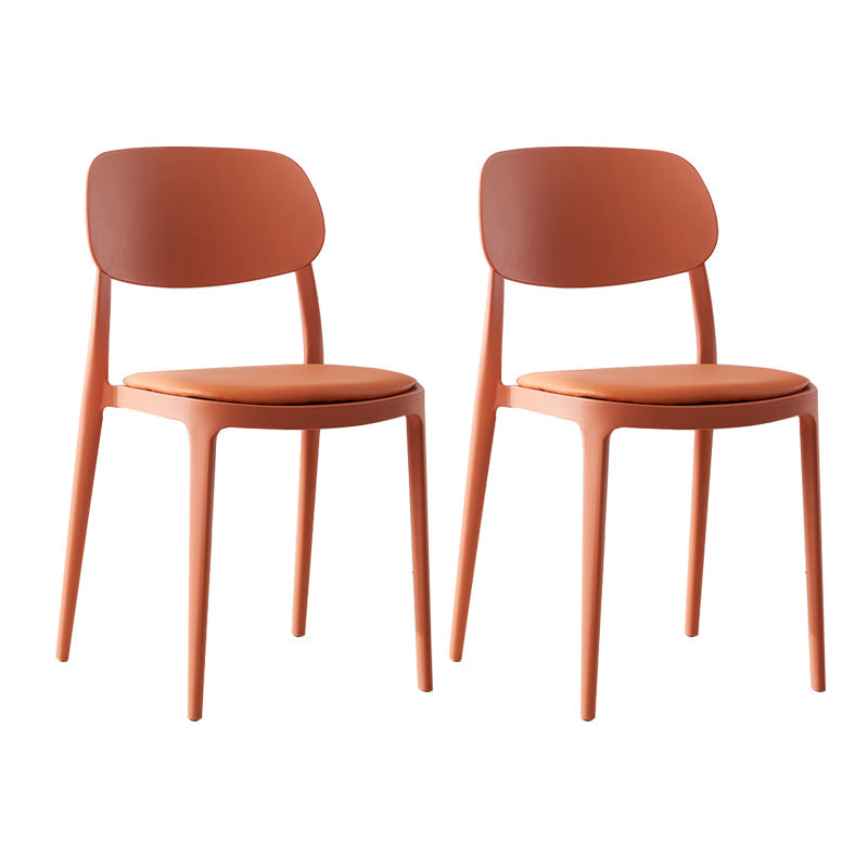 Plastic Scandinavian Living Room Side Chair Matte Finish Open Back Dining Chair Orange Leather 2 Piece Set Clearhalo ' kitchen&dining_furn' 'Dining Chairs' 'Dining Tables & Seating' 'dining_chair' 'furn' 'furn_dining_chair' 'Furniture' 'furniture_dining_chair' 'Kitchen & Dining Furniture' 'kitchen' 4055511