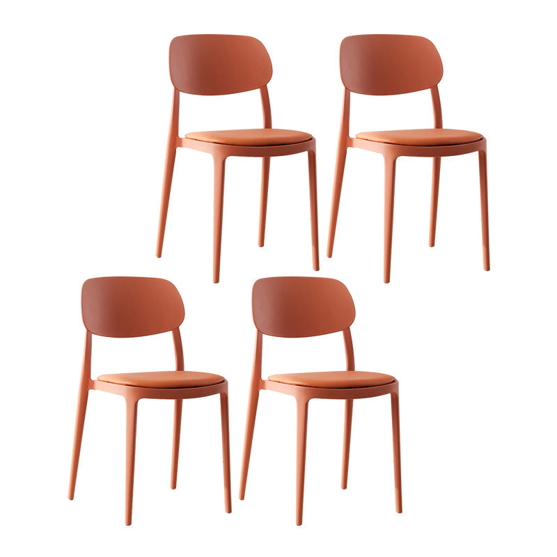 Plastic Scandinavian Living Room Side Chair Matte Finish Open Back Dining Chair Orange Leather 4 Piece Set Clearhalo ' kitchen&dining_furn' 'Dining Chairs' 'Dining Tables & Seating' 'dining_chair' 'furn' 'furn_dining_chair' 'Furniture' 'furniture_dining_chair' 'Kitchen & Dining Furniture' 'kitchen' 4055512