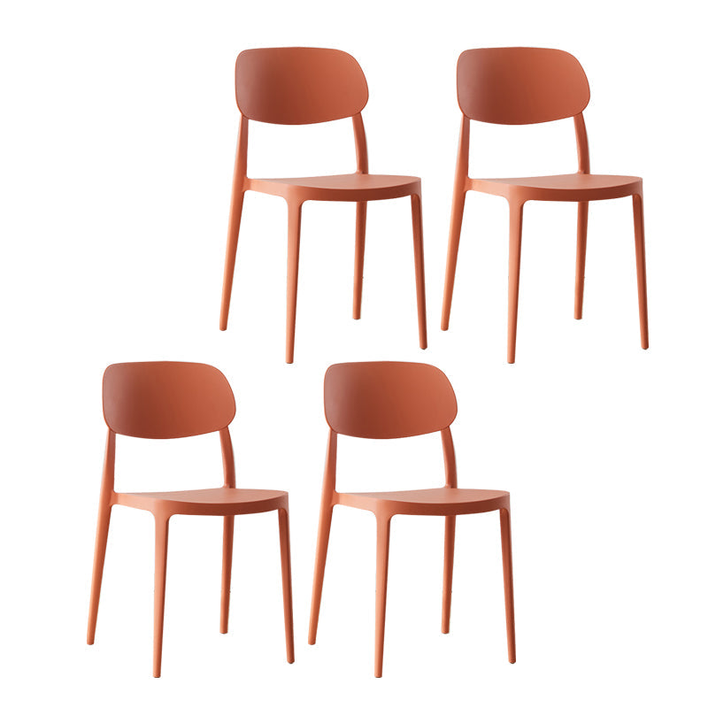 Plastic Scandinavian Living Room Side Chair Matte Finish Open Back Dining Chair Orange Plastic & Acrylic 4 Piece Set Clearhalo ' kitchen&dining_furn' 'Dining Chairs' 'Dining Tables & Seating' 'dining_chair' 'furn' 'furn_dining_chair' 'Furniture' 'furniture_dining_chair' 'Kitchen & Dining Furniture' 'kitchen' 4055518