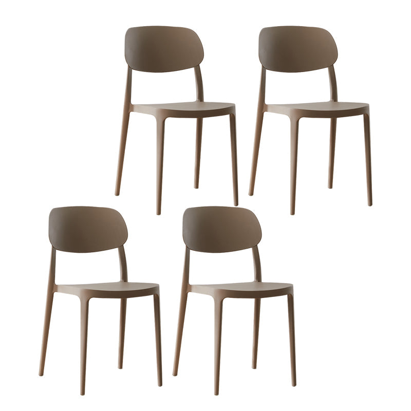 Plastic Scandinavian Living Room Side Chair Matte Finish Open Back Dining Chair Brown Plastic & Acrylic 4 Piece Set Clearhalo ' kitchen&dining_furn' 'Dining Chairs' 'Dining Tables & Seating' 'dining_chair' 'furn' 'furn_dining_chair' 'Furniture' 'furniture_dining_chair' 'Kitchen & Dining Furniture' 'kitchen' 4055530