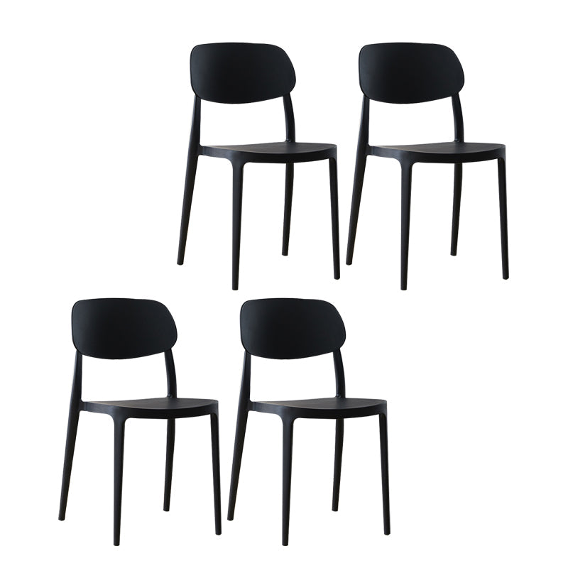 Plastic Scandinavian Living Room Side Chair Matte Finish Open Back Dining Chair Black Plastic & Acrylic 4 Piece Set Clearhalo ' kitchen&dining_furn' 'Dining Chairs' 'Dining Tables & Seating' 'dining_chair' 'furn' 'furn_dining_chair' 'Furniture' 'furniture_dining_chair' 'Kitchen & Dining Furniture' 'kitchen' 4055533