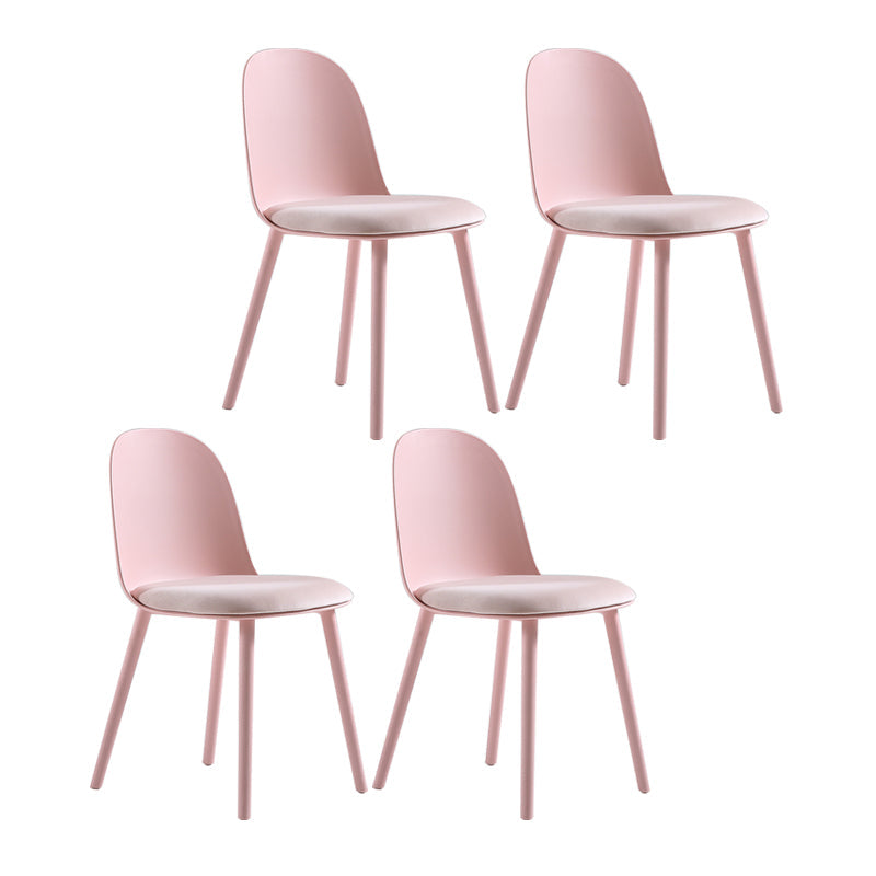 Plastic Scandinavian Dining Room Side Chair Matte Finish Parsons Dining Chair (Set of 4) Pink Clearhalo ' kitchen&dining_furn' 'Dining Chairs' 'Dining Tables & Seating' 'dining_chair' 'furn' 'furn_dining_chair' 'Furniture' 'furniture_dining_chair' 'Kitchen & Dining Furniture' 'kitchen' 4055539