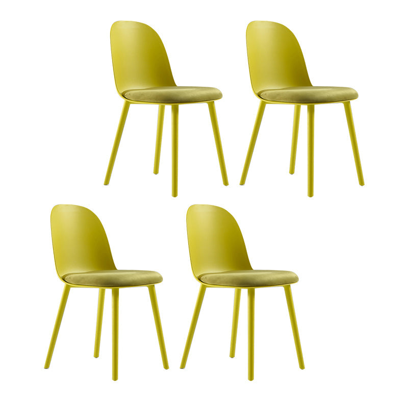 Plastic Scandinavian Dining Room Side Chair Matte Finish Parsons Dining Chair (Set of 4) Yellow Clearhalo ' kitchen&dining_furn' 'Dining Chairs' 'Dining Tables & Seating' 'dining_chair' 'furn' 'furn_dining_chair' 'Furniture' 'furniture_dining_chair' 'Kitchen & Dining Furniture' 'kitchen' 4055551