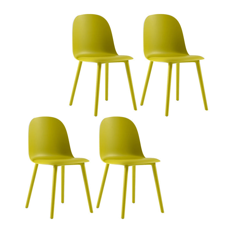 Plastic Scandinavian Dining Room Side Chair Matte Finish Parsons Dining Chair (Set of 4) Light Yellow Clearhalo ' kitchen&dining_furn' 'Dining Chairs' 'Dining Tables & Seating' 'dining_chair' 'furn' 'furn_dining_chair' 'Furniture' 'furniture_dining_chair' 'Kitchen & Dining Furniture' 'kitchen' 4055552