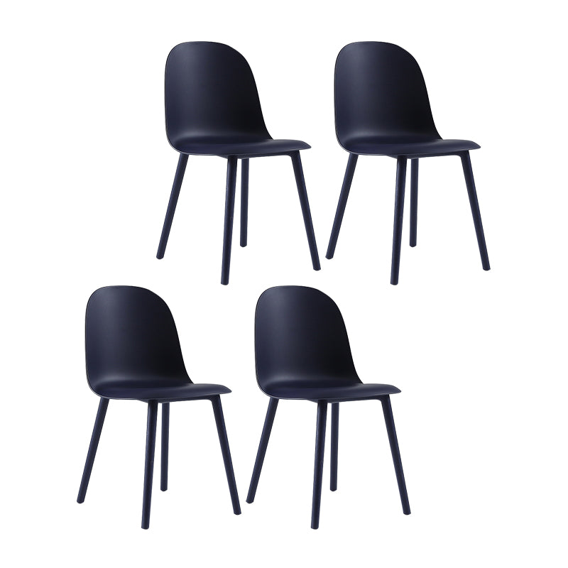 Plastic Scandinavian Dining Room Side Chair Matte Finish Parsons Dining Chair (Set of 4) Navy Clearhalo ' kitchen&dining_furn' 'Dining Chairs' 'Dining Tables & Seating' 'dining_chair' 'furn' 'furn_dining_chair' 'Furniture' 'furniture_dining_chair' 'Kitchen & Dining Furniture' 'kitchen' 4055564