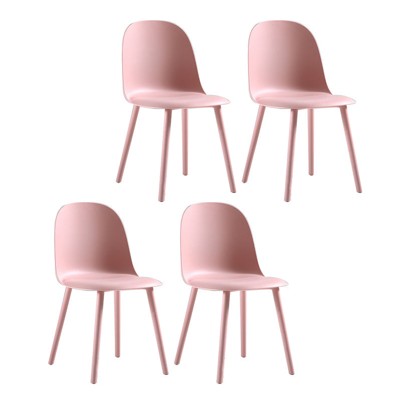 Plastic Scandinavian Dining Room Side Chair Matte Finish Parsons Dining Chair (Set of 4) Cameo Brown Clearhalo ' kitchen&dining_furn' 'Dining Chairs' 'Dining Tables & Seating' 'dining_chair' 'furn' 'furn_dining_chair' 'Furniture' 'furniture_dining_chair' 'Kitchen & Dining Furniture' 'kitchen' 4055565