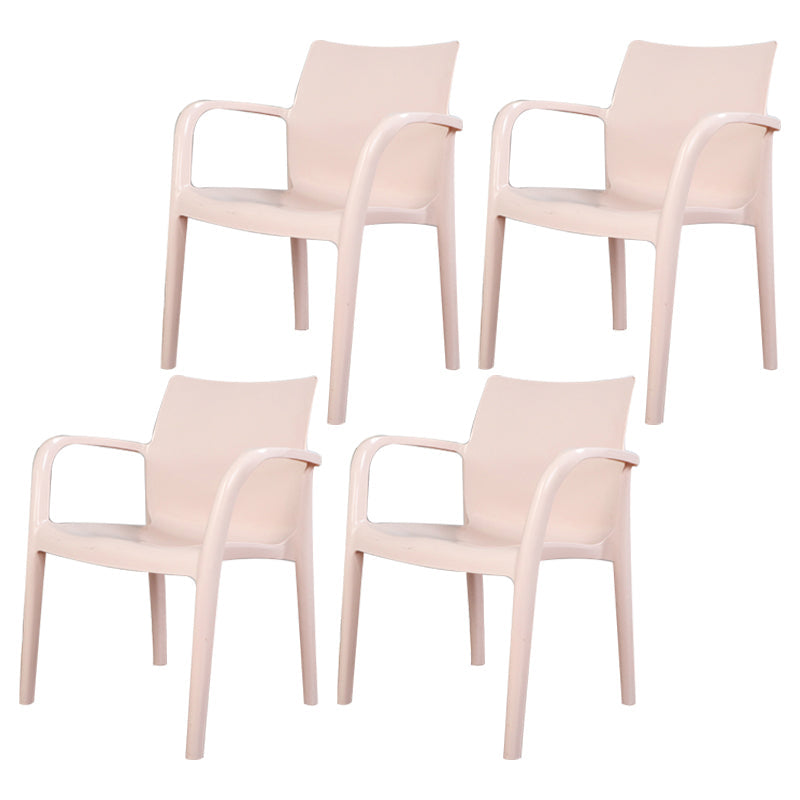 Contemporary Style Kitchen Dining Chairs Stackable Dining Arm Chairs (Set of 4) Pink Clearhalo ' kitchen&dining_furn' 'Dining Chairs' 'Dining Tables & Seating' 'dining_chair' 'furn' 'furn_dining_chair' 'Furniture' 'furniture_dining_chair' 'Kitchen & Dining Furniture' 'kitchen' 4055572
