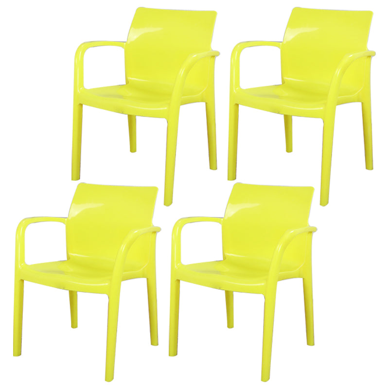 Contemporary Style Kitchen Dining Chairs Stackable Dining Arm Chairs (Set of 4) Yellow Clearhalo ' kitchen&dining_furn' 'Dining Chairs' 'Dining Tables & Seating' 'dining_chair' 'furn' 'furn_dining_chair' 'Furniture' 'furniture_dining_chair' 'Kitchen & Dining Furniture' 'kitchen' 4055573