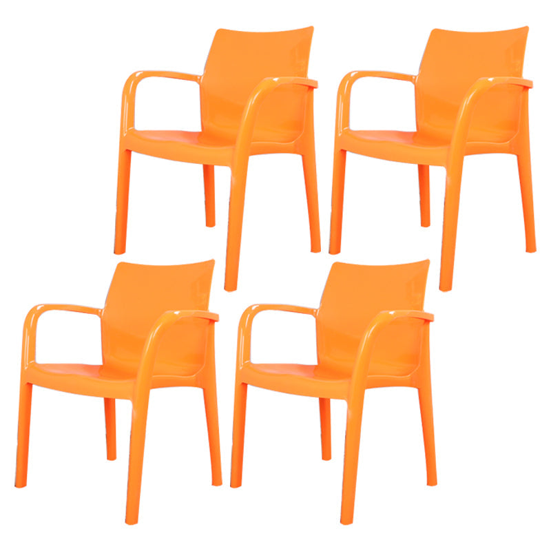 Contemporary Style Kitchen Dining Chairs Stackable Dining Arm Chairs (Set of 4) Orange Clearhalo ' kitchen&dining_furn' 'Dining Chairs' 'Dining Tables & Seating' 'dining_chair' 'furn' 'furn_dining_chair' 'Furniture' 'furniture_dining_chair' 'Kitchen & Dining Furniture' 'kitchen' 4055579