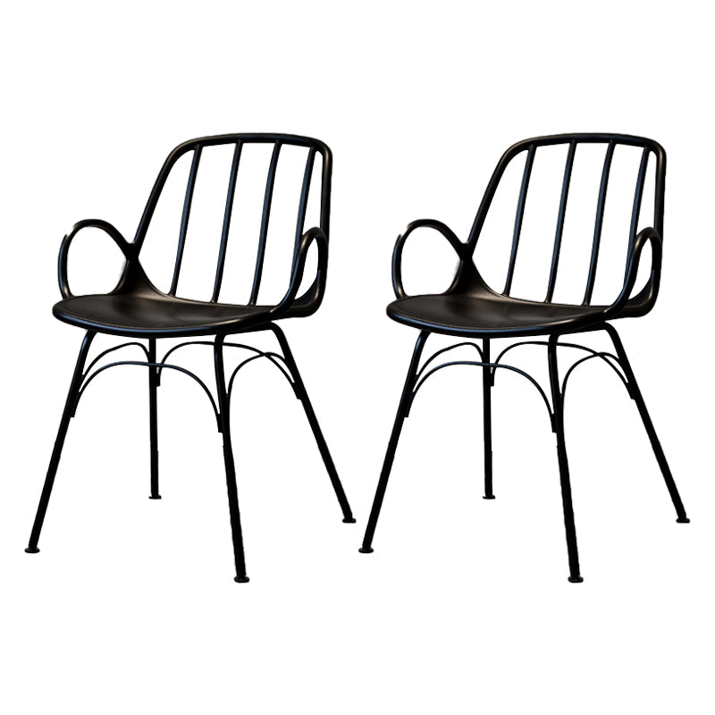 Industrial Style Kitchen Dining Chairs Dining Arm Side Chairs with Metal Legs Black 2 Piece Set Clearhalo ' kitchen&dining_furn' 'Dining Chairs' 'Dining Tables & Seating' 'dining_chair' 'furn' 'furn_dining_chair' 'Furniture' 'furniture_dining_chair' 'Kitchen & Dining Furniture' 'kitchen' 4055589