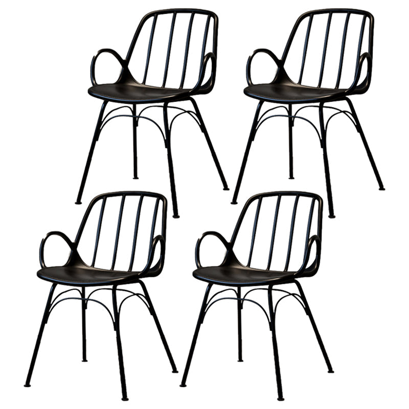 Industrial Style Kitchen Dining Chairs Dining Arm Side Chairs with Metal Legs Black 4 Piece Set Clearhalo ' kitchen&dining_furn' 'Dining Chairs' 'Dining Tables & Seating' 'dining_chair' 'furn' 'furn_dining_chair' 'Furniture' 'furniture_dining_chair' 'Kitchen & Dining Furniture' 'kitchen' 4055590