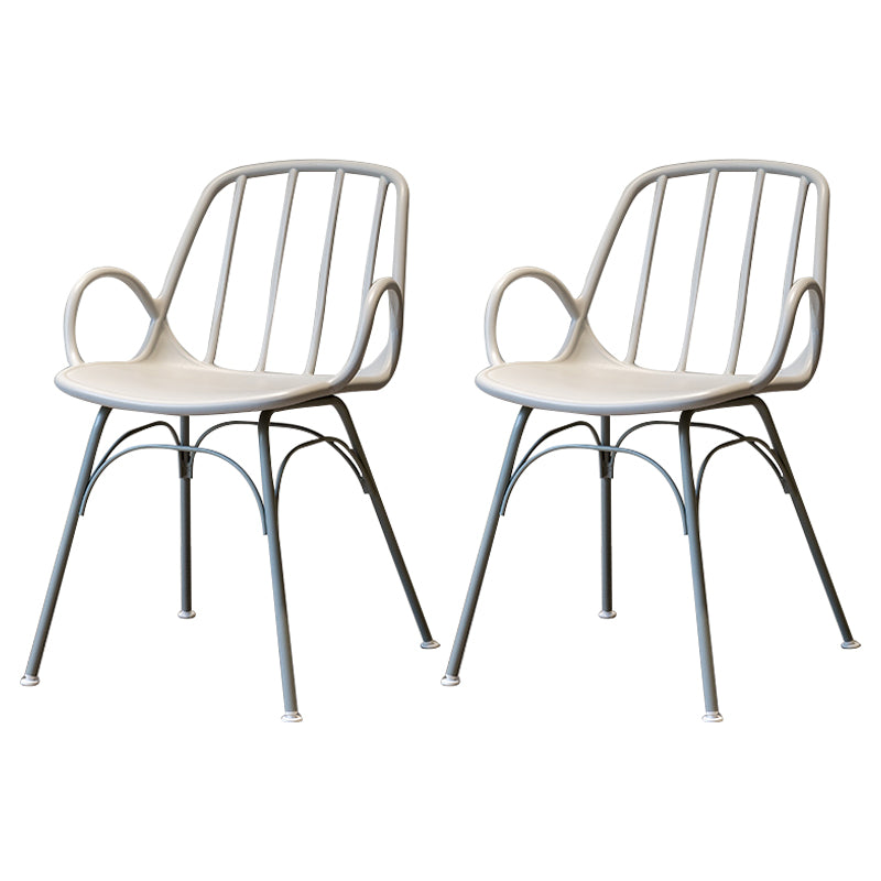 Industrial Style Kitchen Dining Chairs Dining Arm Side Chairs with Metal Legs Grey 2 Piece Set Clearhalo ' kitchen&dining_furn' 'Dining Chairs' 'Dining Tables & Seating' 'dining_chair' 'furn' 'furn_dining_chair' 'Furniture' 'furniture_dining_chair' 'Kitchen & Dining Furniture' 'kitchen' 4055594