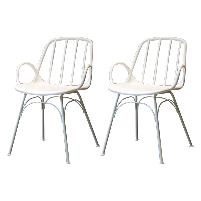 Industrial Style Kitchen Dining Chairs Dining Arm Side Chairs with Metal Legs White 2 Piece Set Clearhalo ' kitchen&dining_furn' 'Dining Chairs' 'Dining Tables & Seating' 'dining_chair' 'furn' 'furn_dining_chair' 'Furniture' 'furniture_dining_chair' 'Kitchen & Dining Furniture' 'kitchen' 4055601