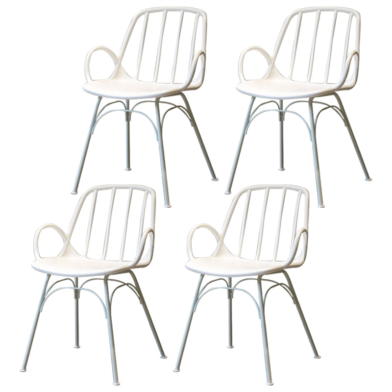 Industrial Style Kitchen Dining Chairs Dining Arm Side Chairs with Metal Legs White 4 Piece Set Clearhalo ' kitchen&dining_furn' 'Dining Chairs' 'Dining Tables & Seating' 'dining_chair' 'furn' 'furn_dining_chair' 'Furniture' 'furniture_dining_chair' 'Kitchen & Dining Furniture' 'kitchen' 4055603