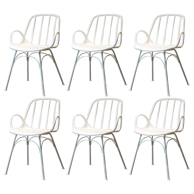 Industrial Style Kitchen Dining Chairs Dining Arm Side Chairs with Metal Legs White 6 Piece Set Clearhalo ' kitchen&dining_furn' 'Dining Chairs' 'Dining Tables & Seating' 'dining_chair' 'furn' 'furn_dining_chair' 'Furniture' 'furniture_dining_chair' 'Kitchen & Dining Furniture' 'kitchen' 4055605
