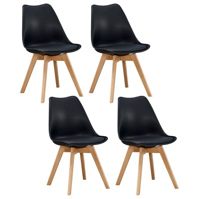 Leather Scandinavian Home Side Chair Matte Finish Parsons Dining Chair (Set of 4) Black Clearhalo ' kitchen&dining_furn' 'Dining Chairs' 'Dining Tables & Seating' 'dining_chair' 'Furniture' 'furniture_dining_chair' 'Kitchen & Dining Furniture' 'kitchen' 4055612