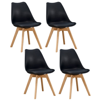 Leather Scandinavian Home Side Chair Matte Finish Parsons Dining Chair (Set of 4) Black Clearhalo ' kitchen&dining_furn' 'Dining Chairs' 'Dining Tables & Seating' 'dining_chair' 'Furniture' 'furniture_dining_chair' 'Kitchen & Dining Furniture' 'kitchen' 4055612