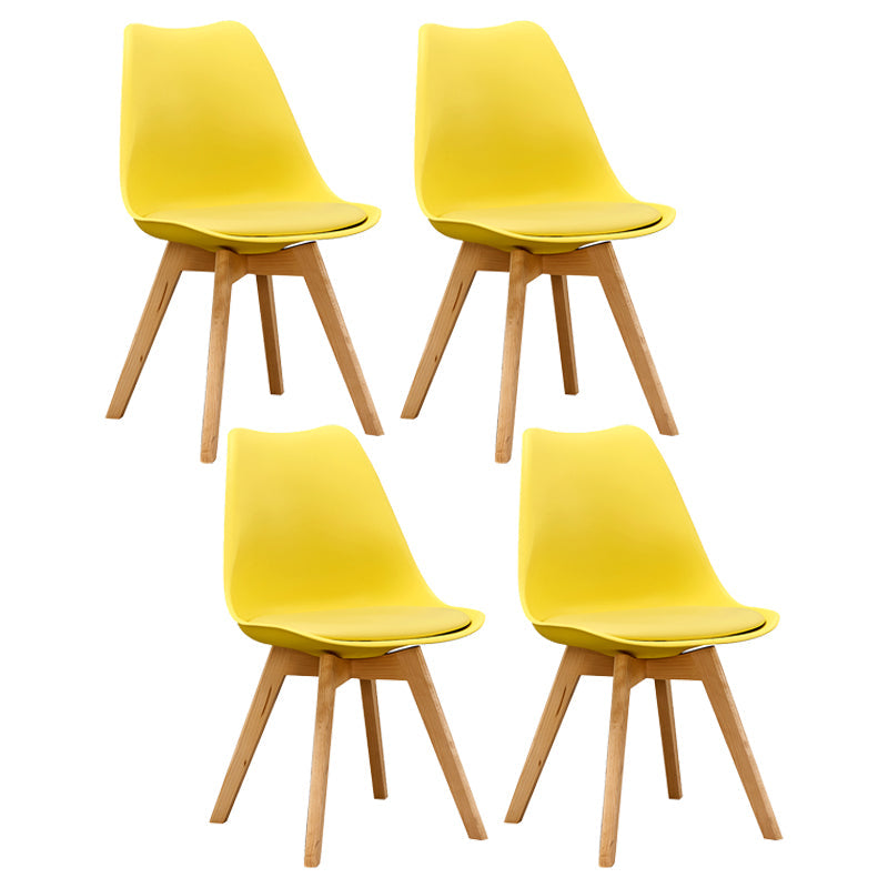 Leather Scandinavian Home Side Chair Matte Finish Parsons Dining Chair (Set of 4) Yellow Clearhalo ' kitchen&dining_furn' 'Dining Chairs' 'Dining Tables & Seating' 'dining_chair' 'Furniture' 'furniture_dining_chair' 'Kitchen & Dining Furniture' 'kitchen' 4055619