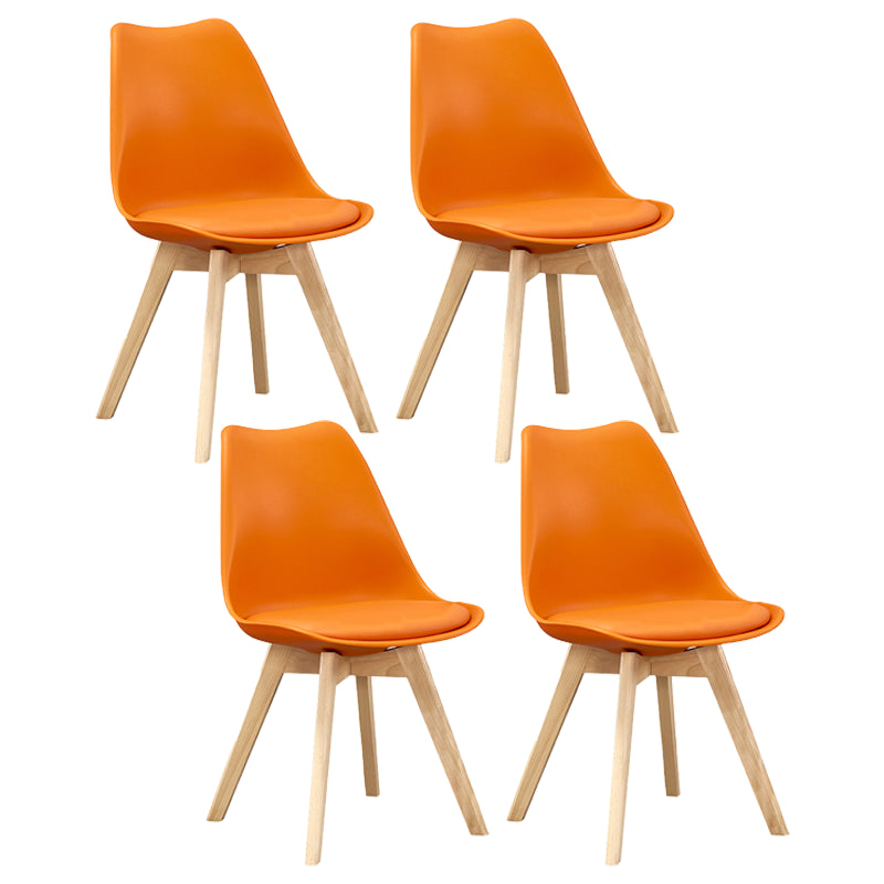 Leather Scandinavian Home Side Chair Matte Finish Parsons Dining Chair (Set of 4) Orange Clearhalo ' kitchen&dining_furn' 'Dining Chairs' 'Dining Tables & Seating' 'dining_chair' 'Furniture' 'furniture_dining_chair' 'Kitchen & Dining Furniture' 'kitchen' 4055621