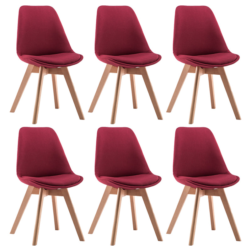Fabric Scandinavian Conference Room Side Chair Matte Finish Parsons Dining Chair Burgundy Set of 6 Clearhalo ' kitchen&dining_furn' 'Dining Chairs' 'Dining Tables & Seating' 'dining_chair' 'Furniture' 'furniture_dining_chair' 'Kitchen & Dining Furniture' 'kitchen' 4055760