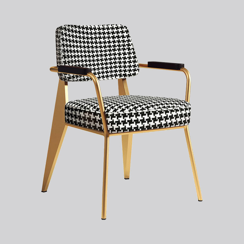 Indoor Scandinavian Armchair Open Back Metal Upholstered Dining Room Chair Clearhalo ' kitchen&dining_furn' 'Dining Chairs' 'Dining Tables & Seating' 'dining_chair' 'furn' 'furn_dining_chair' 'Furniture' 'furniture_dining_chair' 'Kitchen & Dining Furniture' 'kitchen' 4055768