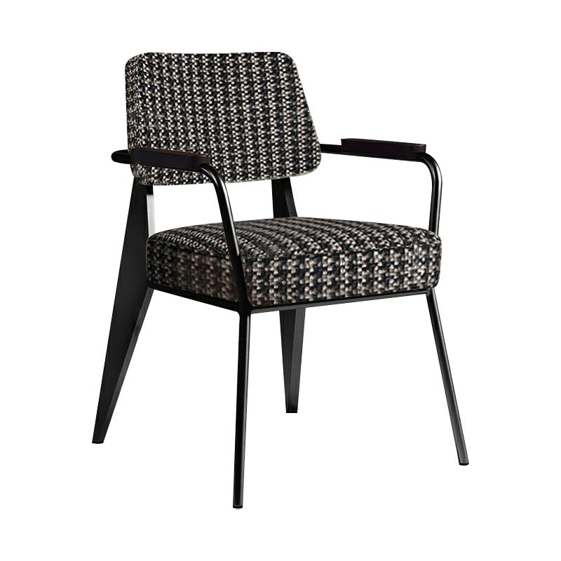 Indoor Scandinavian Armchair Open Back Metal Upholstered Dining Room Chair Black 1 Piece Black Clearhalo ' kitchen&dining_furn' 'Dining Chairs' 'Dining Tables & Seating' 'dining_chair' 'furn' 'furn_dining_chair' 'Furniture' 'furniture_dining_chair' 'Kitchen & Dining Furniture' 'kitchen' 4055769