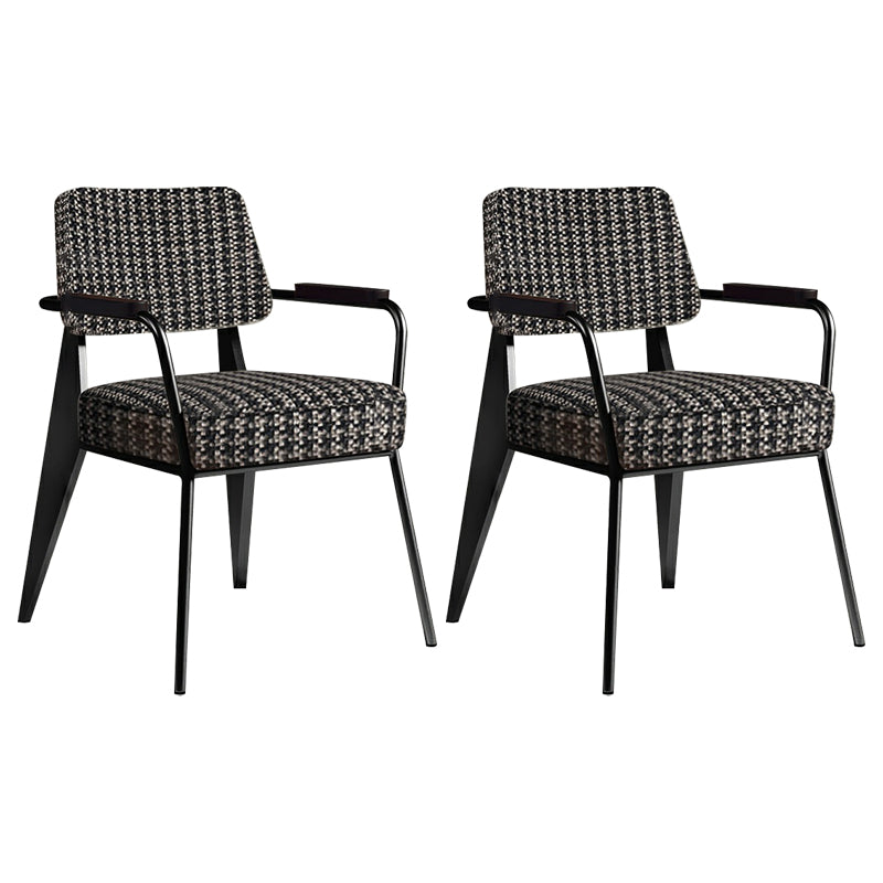 Indoor Scandinavian Armchair Open Back Metal Upholstered Dining Room Chair Black 2 Piece Set Black Clearhalo ' kitchen&dining_furn' 'Dining Chairs' 'Dining Tables & Seating' 'dining_chair' 'furn' 'furn_dining_chair' 'Furniture' 'furniture_dining_chair' 'Kitchen & Dining Furniture' 'kitchen' 4055770