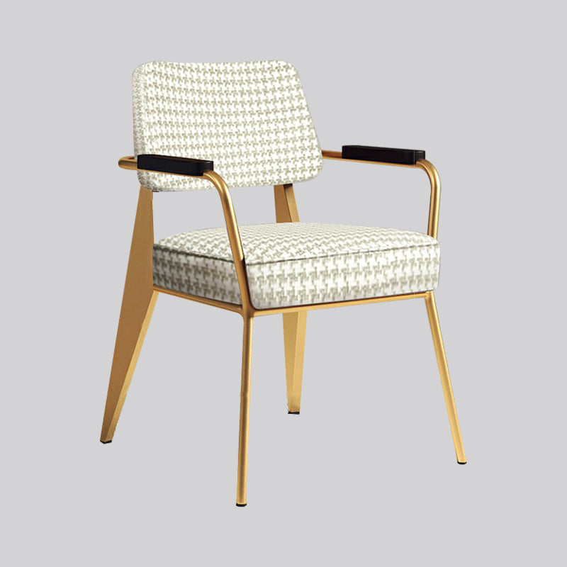 Indoor Scandinavian Armchair Open Back Metal Upholstered Dining Room Chair Clearhalo ' kitchen&dining_furn' 'Dining Chairs' 'Dining Tables & Seating' 'dining_chair' 'furn' 'furn_dining_chair' 'Furniture' 'furniture_dining_chair' 'Kitchen & Dining Furniture' 'kitchen' 4055771