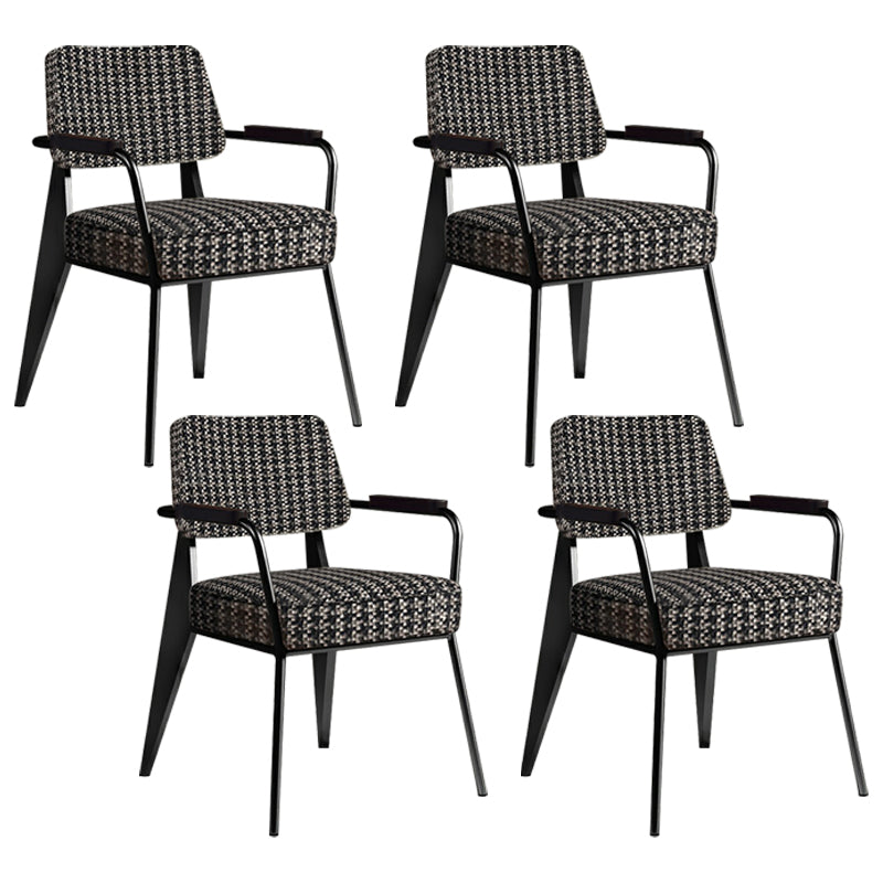 Indoor Scandinavian Armchair Open Back Metal Upholstered Dining Room Chair Black 4 Piece Set Black Clearhalo ' kitchen&dining_furn' 'Dining Chairs' 'Dining Tables & Seating' 'dining_chair' 'furn' 'furn_dining_chair' 'Furniture' 'furniture_dining_chair' 'Kitchen & Dining Furniture' 'kitchen' 4055773