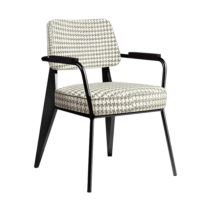 Indoor Scandinavian Armchair Open Back Metal Upholstered Dining Room Chair Grey 1 Piece Black Clearhalo ' kitchen&dining_furn' 'Dining Chairs' 'Dining Tables & Seating' 'dining_chair' 'furn' 'furn_dining_chair' 'Furniture' 'furniture_dining_chair' 'Kitchen & Dining Furniture' 'kitchen' 4055779