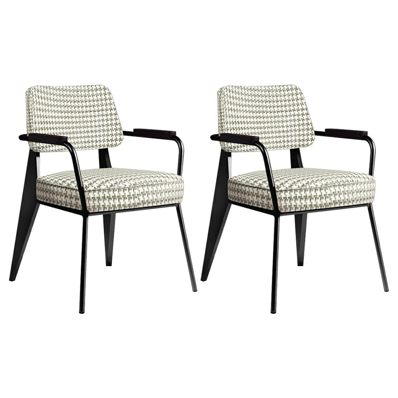 Indoor Scandinavian Armchair Open Back Metal Upholstered Dining Room Chair Grey 2 Piece Set Black Clearhalo ' kitchen&dining_furn' 'Dining Chairs' 'Dining Tables & Seating' 'dining_chair' 'furn' 'furn_dining_chair' 'Furniture' 'furniture_dining_chair' 'Kitchen & Dining Furniture' 'kitchen' 4055780