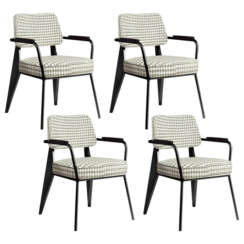 Indoor Scandinavian Armchair Open Back Metal Upholstered Dining Room Chair Grey 4 Piece Set Black Clearhalo ' kitchen&dining_furn' 'Dining Chairs' 'Dining Tables & Seating' 'dining_chair' 'furn' 'furn_dining_chair' 'Furniture' 'furniture_dining_chair' 'Kitchen & Dining Furniture' 'kitchen' 4055781