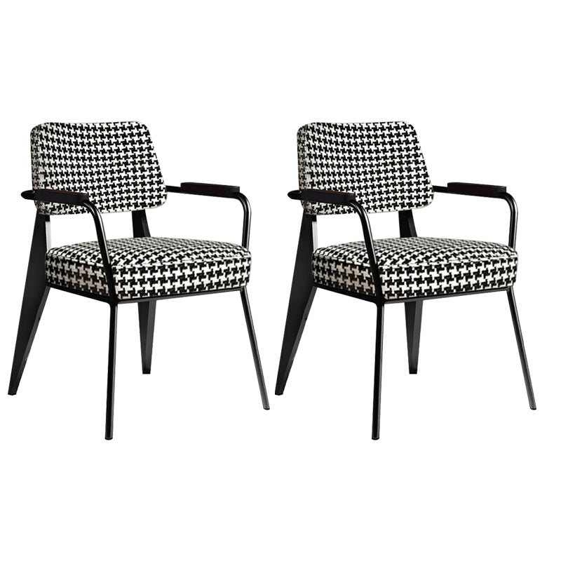 Indoor Scandinavian Armchair Open Back Metal Upholstered Dining Room Chair Black White 2 Piece Set Black Clearhalo ' kitchen&dining_furn' 'Dining Chairs' 'Dining Tables & Seating' 'dining_chair' 'furn' 'furn_dining_chair' 'Furniture' 'furniture_dining_chair' 'Kitchen & Dining Furniture' 'kitchen' 4055786