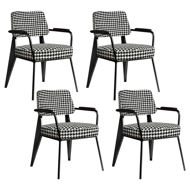 Indoor Scandinavian Armchair Open Back Metal Upholstered Dining Room Chair Black White 4 Piece Set Black Clearhalo ' kitchen&dining_furn' 'Dining Chairs' 'Dining Tables & Seating' 'dining_chair' 'furn' 'furn_dining_chair' 'Furniture' 'furniture_dining_chair' 'Kitchen & Dining Furniture' 'kitchen' 4055787