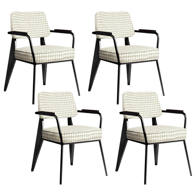 Indoor Scandinavian Armchair Open Back Metal Upholstered Dining Room Chair Off-White 4 Piece Set Black Clearhalo ' kitchen&dining_furn' 'Dining Chairs' 'Dining Tables & Seating' 'dining_chair' 'furn' 'furn_dining_chair' 'Furniture' 'furniture_dining_chair' 'Kitchen & Dining Furniture' 'kitchen' 4055793