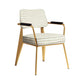 Indoor Scandinavian Armchair Open Back Metal Upholstered Dining Room Chair Off-White 1 Piece Brass Gold Clearhalo ' kitchen&dining_furn' 'Dining Chairs' 'Dining Tables & Seating' 'dining_chair' 'furn' 'furn_dining_chair' 'Furniture' 'furniture_dining_chair' 'Kitchen & Dining Furniture' 'kitchen' 4055794