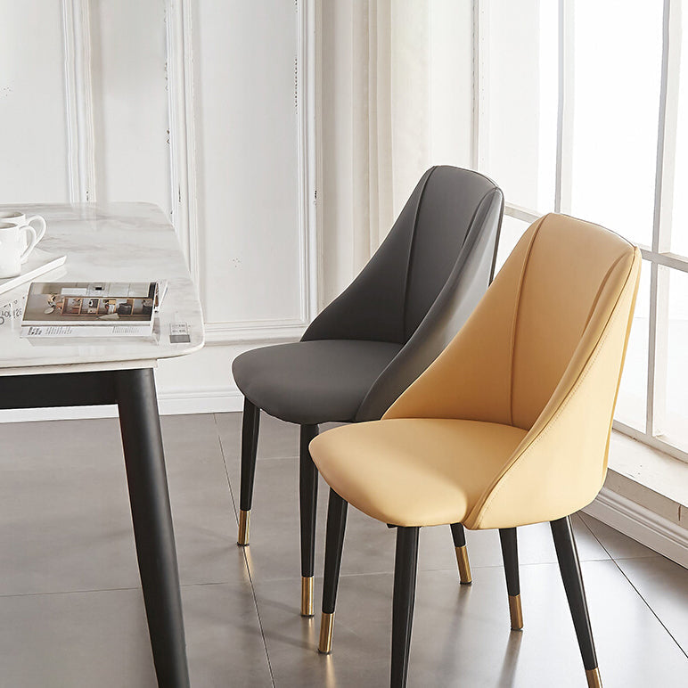 Leather Upholstered Armless Dining Chairs Home Side Chairs with Metal Legs Clearhalo ' kitchen&dining_furn' 'Dining Chairs' 'Dining Tables & Seating' 'dining_chair' 'furn' 'furn_dining_chair' 'Furniture' 'furniture_dining_chair' 'Kitchen & Dining Furniture' 'kitchen' 4055798