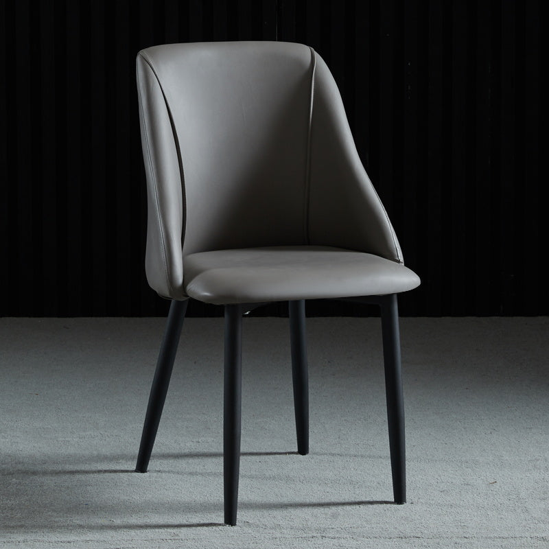 Leather Upholstered Armless Dining Chairs Home Side Chairs with Metal Legs Dark Gray 1 Piece Black Clearhalo ' kitchen&dining_furn' 'Dining Chairs' 'Dining Tables & Seating' 'dining_chair' 'furn' 'furn_dining_chair' 'Furniture' 'furniture_dining_chair' 'Kitchen & Dining Furniture' 'kitchen' 4055799