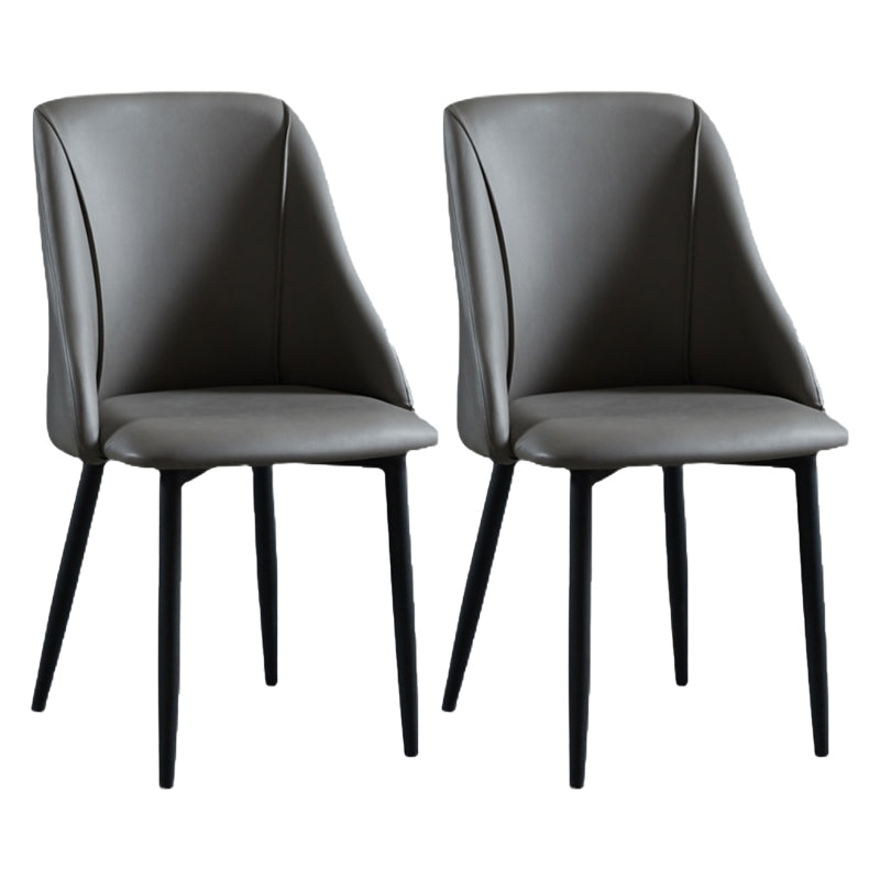 Leather Upholstered Armless Dining Chairs Home Side Chairs with Metal Legs Dark Gray 2 Piece Set Black Clearhalo ' kitchen&dining_furn' 'Dining Chairs' 'Dining Tables & Seating' 'dining_chair' 'furn' 'furn_dining_chair' 'Furniture' 'furniture_dining_chair' 'Kitchen & Dining Furniture' 'kitchen' 4055800