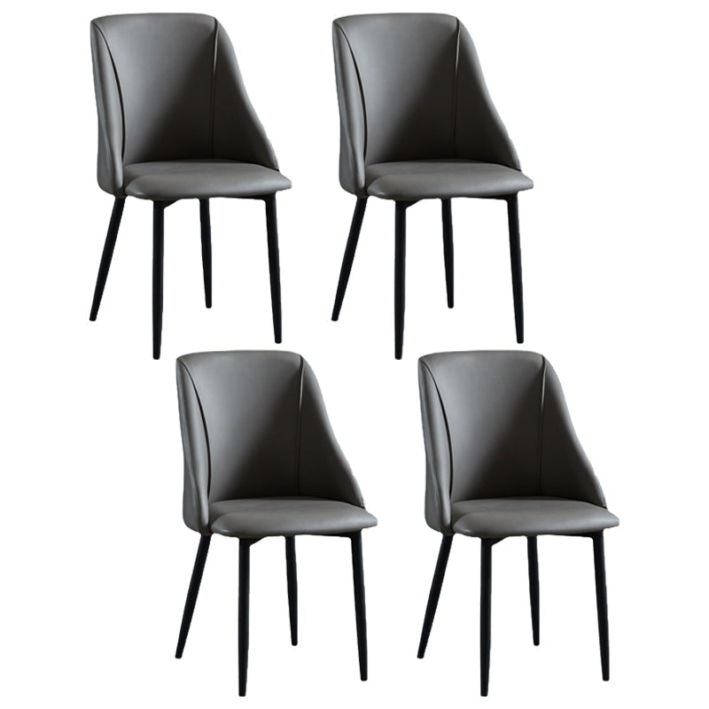 Leather Upholstered Armless Dining Chairs Home Side Chairs with Metal Legs Dark Gray 4 Piece Set Black Clearhalo ' kitchen&dining_furn' 'Dining Chairs' 'Dining Tables & Seating' 'dining_chair' 'furn' 'furn_dining_chair' 'Furniture' 'furniture_dining_chair' 'Kitchen & Dining Furniture' 'kitchen' 4055802