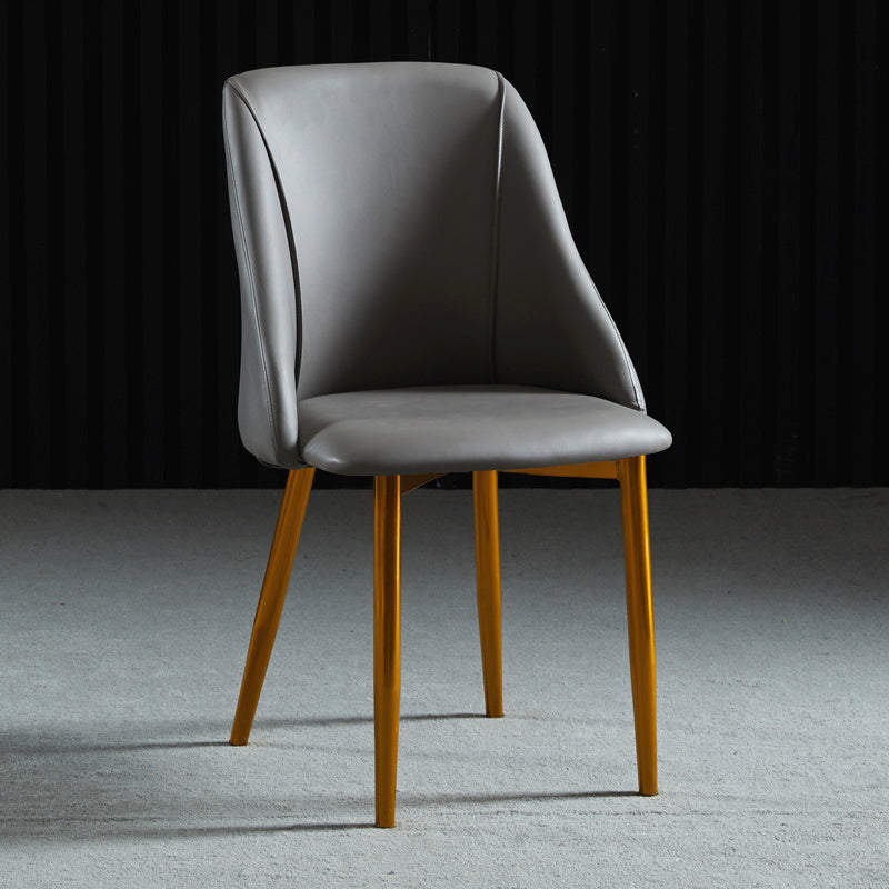 Leather Upholstered Armless Dining Chairs Home Side Chairs with Metal Legs Dark Gray 1 Piece Brass Gold Clearhalo ' kitchen&dining_furn' 'Dining Chairs' 'Dining Tables & Seating' 'dining_chair' 'furn' 'furn_dining_chair' 'Furniture' 'furniture_dining_chair' 'Kitchen & Dining Furniture' 'kitchen' 4055805