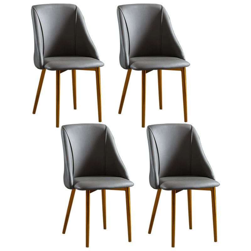 Leather Upholstered Armless Dining Chairs Home Side Chairs with Metal Legs Dark Gray 4 Piece Set Brass Gold Clearhalo ' kitchen&dining_furn' 'Dining Chairs' 'Dining Tables & Seating' 'dining_chair' 'furn' 'furn_dining_chair' 'Furniture' 'furniture_dining_chair' 'Kitchen & Dining Furniture' 'kitchen' 4055809